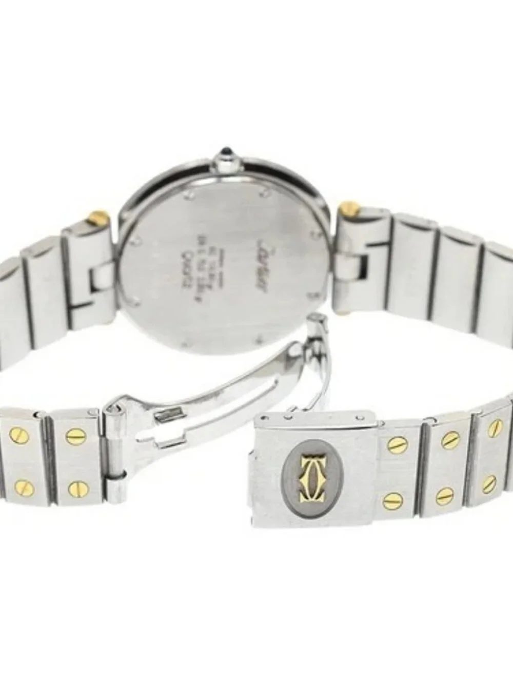 CARTIER Santos Round LM YG bezel white Dial Quartz Men's Watch_954669